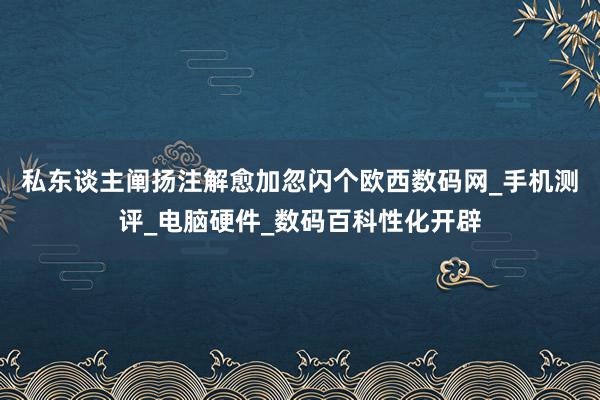 私东谈主阐扬注解愈加忽闪个欧西数码网_手机测评_电脑硬件_数码百科性化开辟